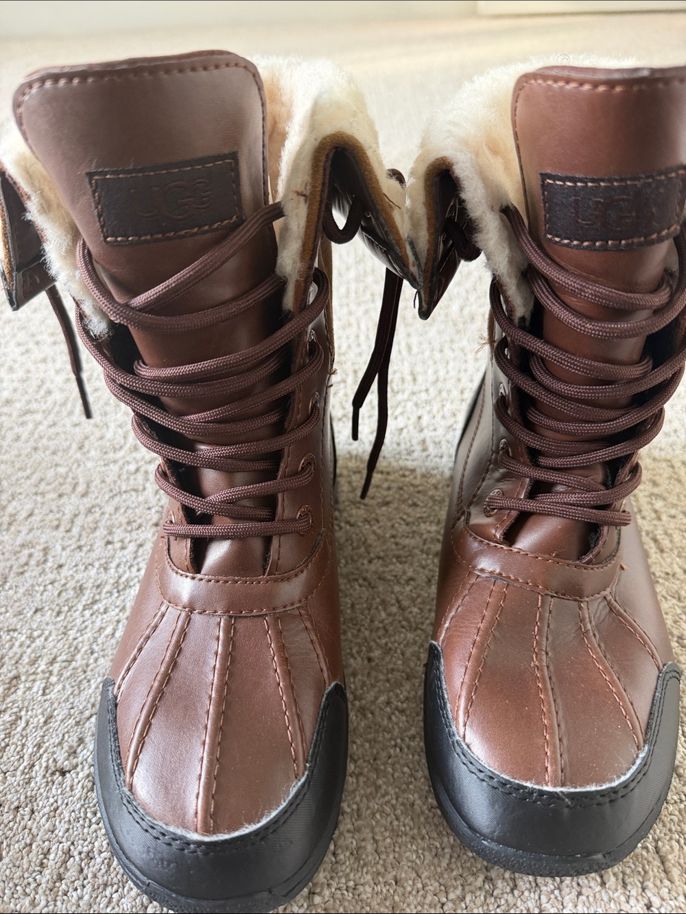 UGG Kids Butte II Waterproof Leather winter Boots Brown Worchester Size 3 - Picture 5 of 5